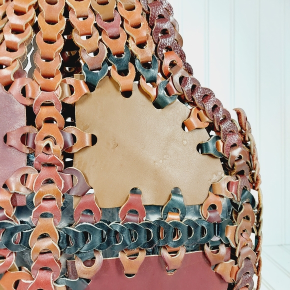 Vintage Leather Patch Stitch High Details Boho Shoulder Hand Bag 0390 - Picture 3 of 10